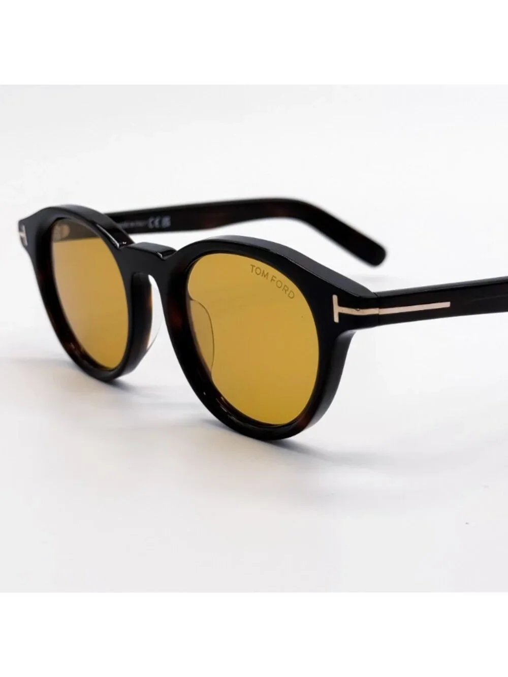 New Tom Ford TF1123 52E Round Black Yellow Men Sunglasses Authentic